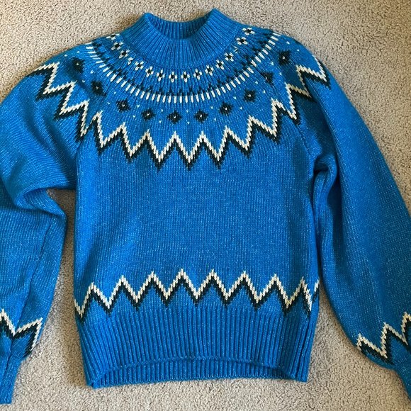 Who What Wear | *Blue Winter Sweater* | Balloon Sleeve | Mockneck Collar | NWOT - Picture 2 of 10
